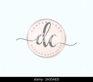DC feminine logo. Usable for Nature, Salon, Spa, Cosmetic and Beauty Logos. Flat Vector Logo Design Template Element. Stock Vector