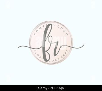FR feminine logo. Usable for Nature, Salon, Spa, Cosmetic and Beauty Logos. Flat Vector Logo Design Template Element. Stock Vector