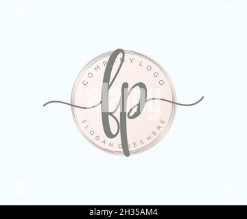 FP feminine logo. Usable for Nature, Salon, Spa, Cosmetic and Beauty Logos. Flat Vector Logo Design Template Element. Stock Vector