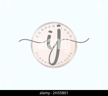 IJ feminine logo. Usable for Nature, Salon, Spa, Cosmetic and Beauty Logos. Flat Vector Logo Design Template Element. Stock Vector