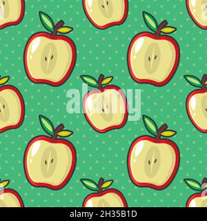 apple slice seamless pattern vector illustration Stock Vector