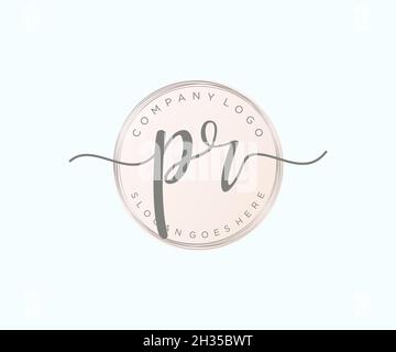 PR feminine logo. Usable for Nature, Salon, Spa, Cosmetic and Beauty Logos. Flat Vector Logo Design Template Element. Stock Vector