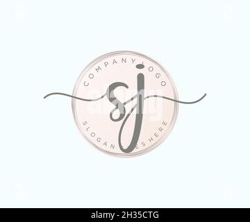 SJ feminine logo. Usable for Nature, Salon, Spa, Cosmetic and Beauty Logos. Flat Vector Logo Design Template Element. Stock Vector
