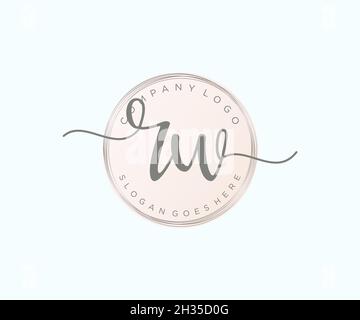 RW feminine logo. Usable for Nature, Salon, Spa, Cosmetic and Beauty Logos. Flat Vector Logo Design Template Element. Stock Vector