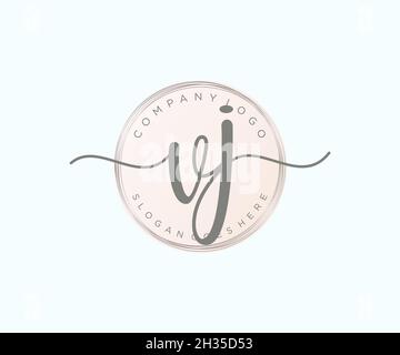 VJ feminine logo. Usable for Nature, Salon, Spa, Cosmetic and Beauty Logos. Flat Vector Logo Design Template Element. Stock Vector