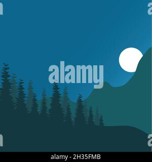 Forest lanscape ilustration vector template Stock Vector