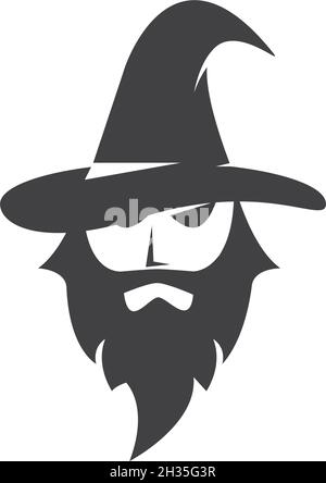 Black Wizard character logo vector Stock Vector