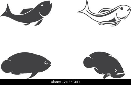 Fish Logo set ilustration vector Template Stock Vector