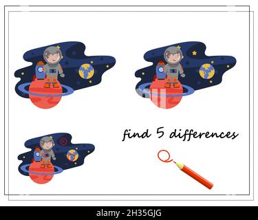 Planet and Rocket Ship Find The Differences Stock Vector Image & Art ...
