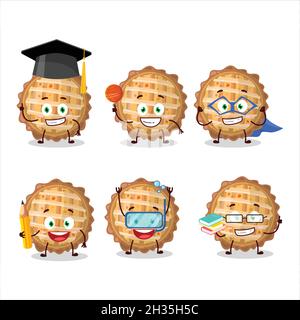 School student of peach pie cartoon character with various expressions. Vector illustration Stock Vector