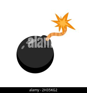 Pirate cannonball. Piracy icon isolated on white background. Vector illustration in flat cartoon style Stock Vector