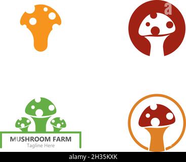 mushroom set logo vector template Stock Vector