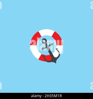 Lifebuoy logo icon vector ilustration template Stock Vector