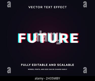 future modern glitch vector text effect editable Stock Vector