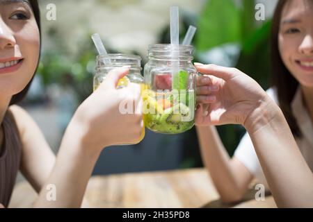 Three best friends getting together Stock Photo