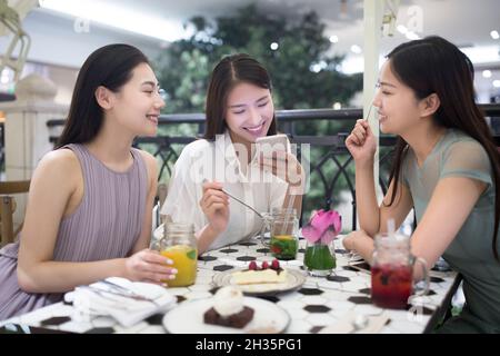 Three best friends getting together Stock Photo