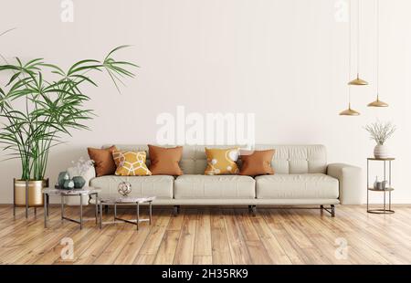Modern interior design of apartment, living room with sofa, home 3d rendering Stock Photo