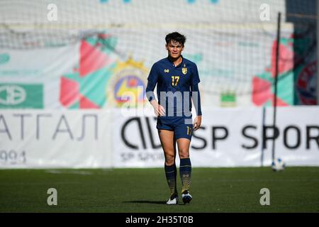 Ulaanbaatar, Mongolia. 25th Oct, 2021. Jonathan Khemdee of Thailand seen during the AFC U23 Asian Cup Uzbekistan 2022 Group J qualifying round between Thailand and Mongolia at the MFF Stadium in Ulaanbaatar. (Final score; Thailand 1:1 Mongolia) Credit: SOPA Images Limited/Alamy Live News Stock Photo