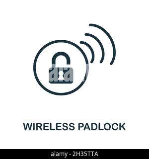 Wireless Padlock icon. Monochrome sign from internet technology collection. Creative Wireless Padlock icon illustration for web design, infographics Stock Vector