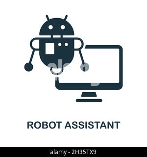 Robot Assistant icon. Monochrome sign from internet technology collection. Creative Robot Assistant icon illustration for web design, infographics and Stock Vector