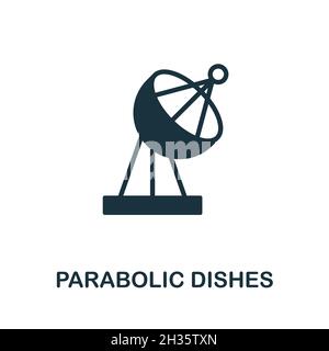 Parabolic Dishes icon. Monochrome sign from internet technology collection. Creative Parabolic Dishes icon illustration for web design, infographics Stock Vector