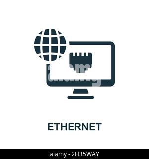 Ethernet icon. Monochrome sign from internet technology collection. Creative Ethernet icon illustration for web design, infographics and more Stock Vector