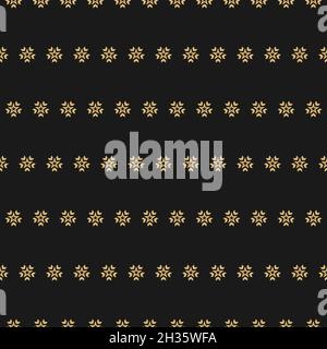 Seamless pattern with golden stars or sparkles on black background. Vector illustration. Magic fireworks. Bright Stardust background. Holiday ornament Stock Vector
