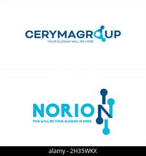 Modern technology pin symbol data lettering icon logo design Stock Vector