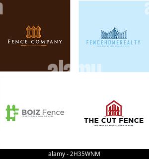 Modern business service fence scattered logo design Stock Vector