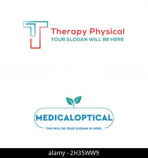 Modern medical therapy leaf initial letter T tech logo design Stock Vector