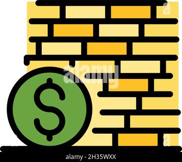 Trade war wall icon. Outline trade war wall vector icon color flat isolated Stock Vector