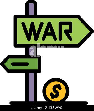 Trade war direction icon. Outline trade war direction vector icon color flat isolated Stock Vector