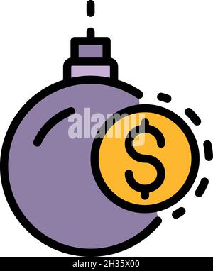 Trade war bomb icon. Outline trade war bomb vector icon color flat isolated Stock Vector