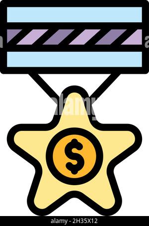 Money trade war medal icon. Outline money trade war medal vector icon color flat isolated Stock Vector