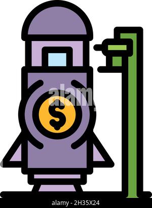 Trade war rocket icon. Outline trade war rocket vector icon color flat isolated Stock Vector