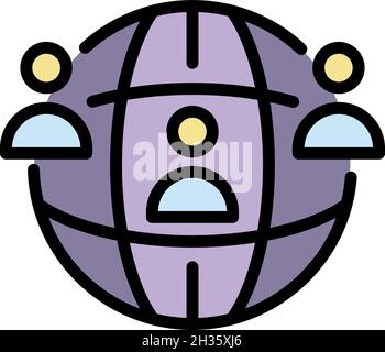 No global discrimination icon. Outline no global discrimination vector icon color flat isolated Stock Vector