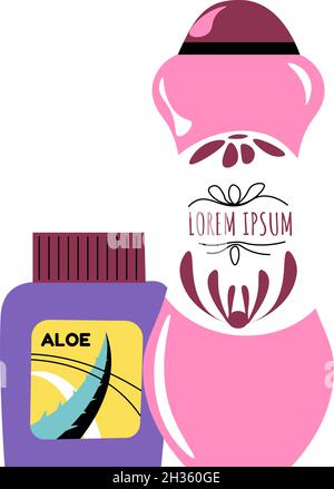 Detergent or shampoo, aloe vera cream or lotion Stock Vector