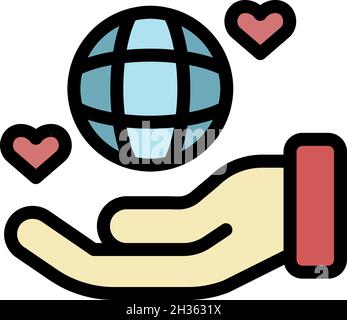 Keep global affection icon. Outline keep global affection vector icon color flat isolated Stock Vector