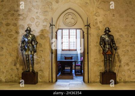 SEGOVIA, SPAIN - OCTOBER 20, 2017: Interior of Alcazar fortress with medieval armors in Segovia, Spain Stock Photo