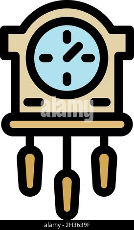 Kinetic pendulum clock icon. Outline kinetic pendulum clock vector icon color flat isolated Stock Vector