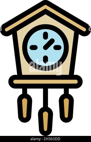 Bird pendulum clock icon. Outline bird pendulum clock vector icon color flat isolated Stock Vector