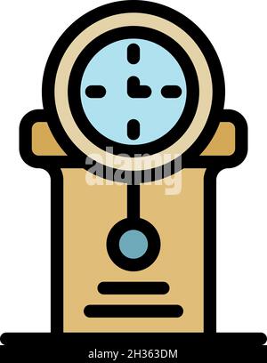 House pendulum clock icon. Outline house pendulum clock vector icon color flat isolated Stock Vector