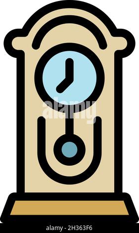 Business pendulum clock icon. Outline business pendulum clock vector icon color flat isolated Stock Vector