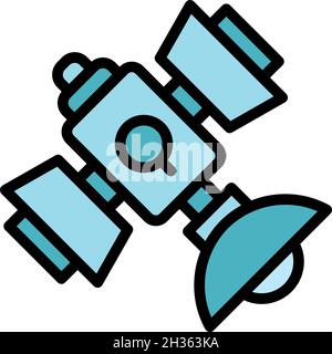 Satellite tower icon. Outline satellite tower vector icon color flat isolated Stock Vector