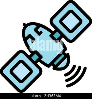 Internet satellite icon. Outline internet satellite vector icon color flat isolated Stock Vector