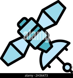Planet artificial satellite icon. Outline planet artificial satellite vector icon color flat isolated Stock Vector