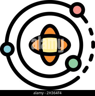 Solar system gravity icon. Outline solar system gravity vector icon color flat isolated Stock Vector