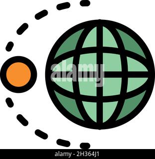 Earth moon gravity icon. Outline earth moon gravity vector icon color flat isolated Stock Vector