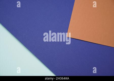 Abstract pastel blue and  brown color paper geometry composition background. Geometric shapes and lines. Stock Photo