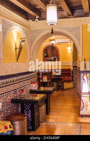 GRANADA, SPAIN - NOVEMBER 1, 2017: Interior of a teteria teahouse in Granada.